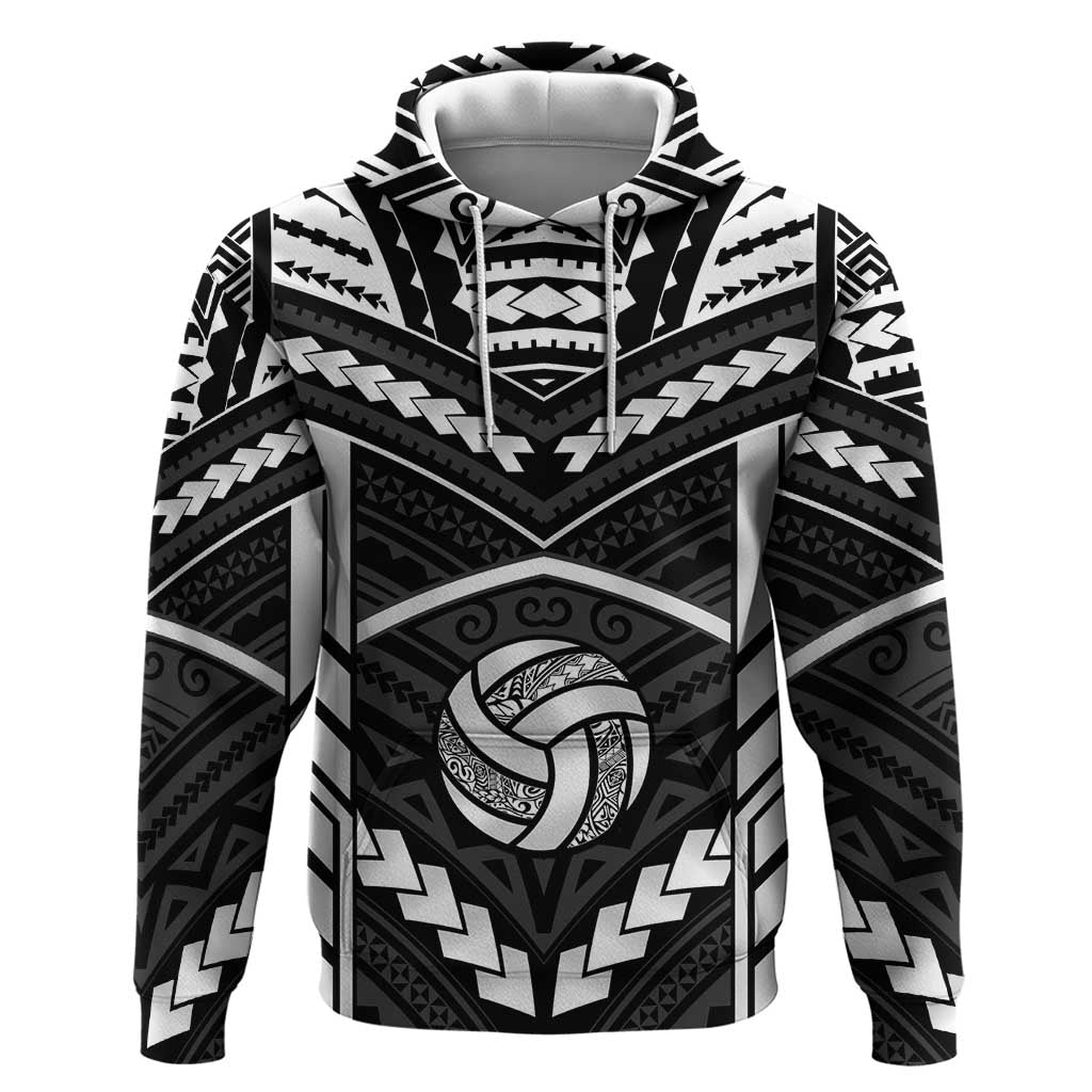 Custom Polynesia Beach Volleyball Hoodie Polynesian Tribal Pattern LT05 Pullover Hoodie Black - Polynesian Pride