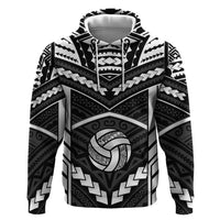 Custom Polynesia Beach Volleyball Hoodie Polynesian Tribal Pattern LT05 Pullover Hoodie Black - Polynesian Pride