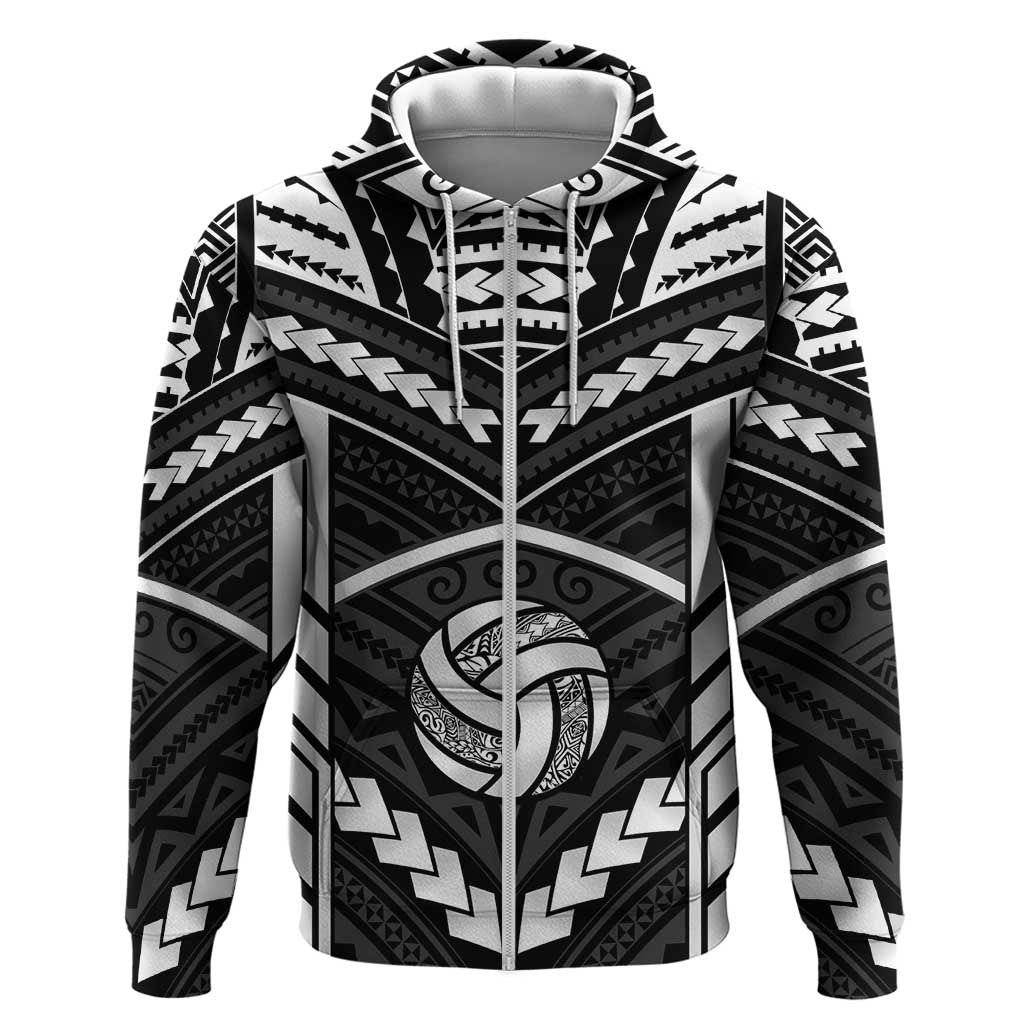 Custom Polynesia Beach Volleyball Hoodie Polynesian Tribal Pattern LT05 Zip Hoodie Black - Polynesian Pride