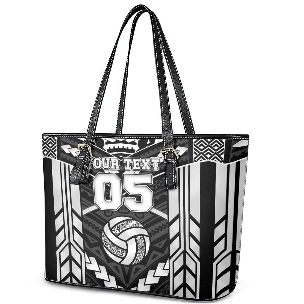 Custom Polynesia Beach Volleyball Leather Tote Bag Polynesian Tribal Pattern LT05 - Polynesian Pride