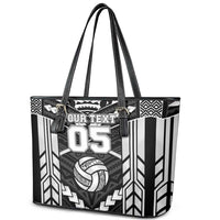 Custom Polynesia Beach Volleyball Leather Tote Bag Polynesian Tribal Pattern LT05 - Polynesian Pride