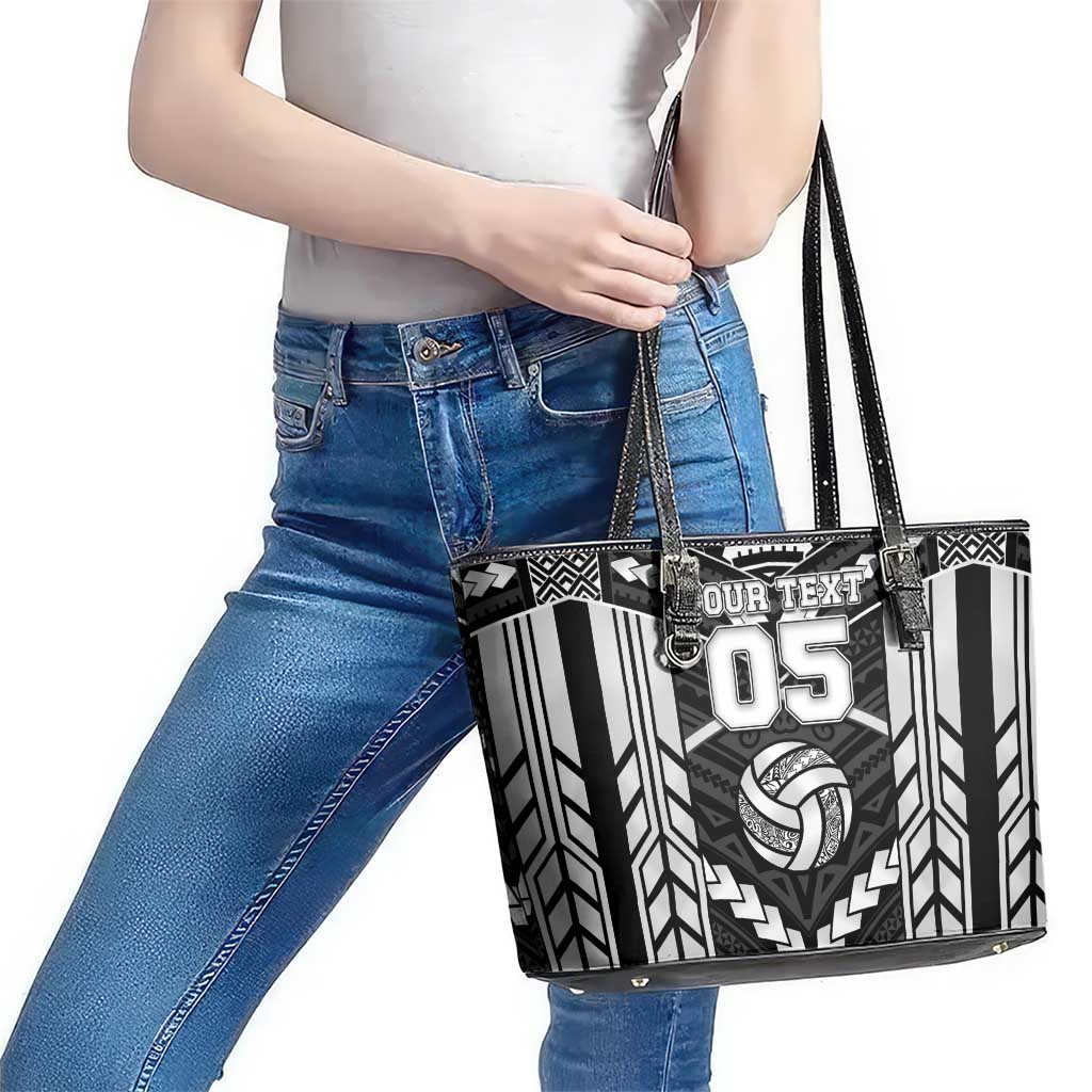 Custom Polynesia Beach Volleyball Leather Tote Bag Polynesian Tribal Pattern LT05 - Polynesian Pride