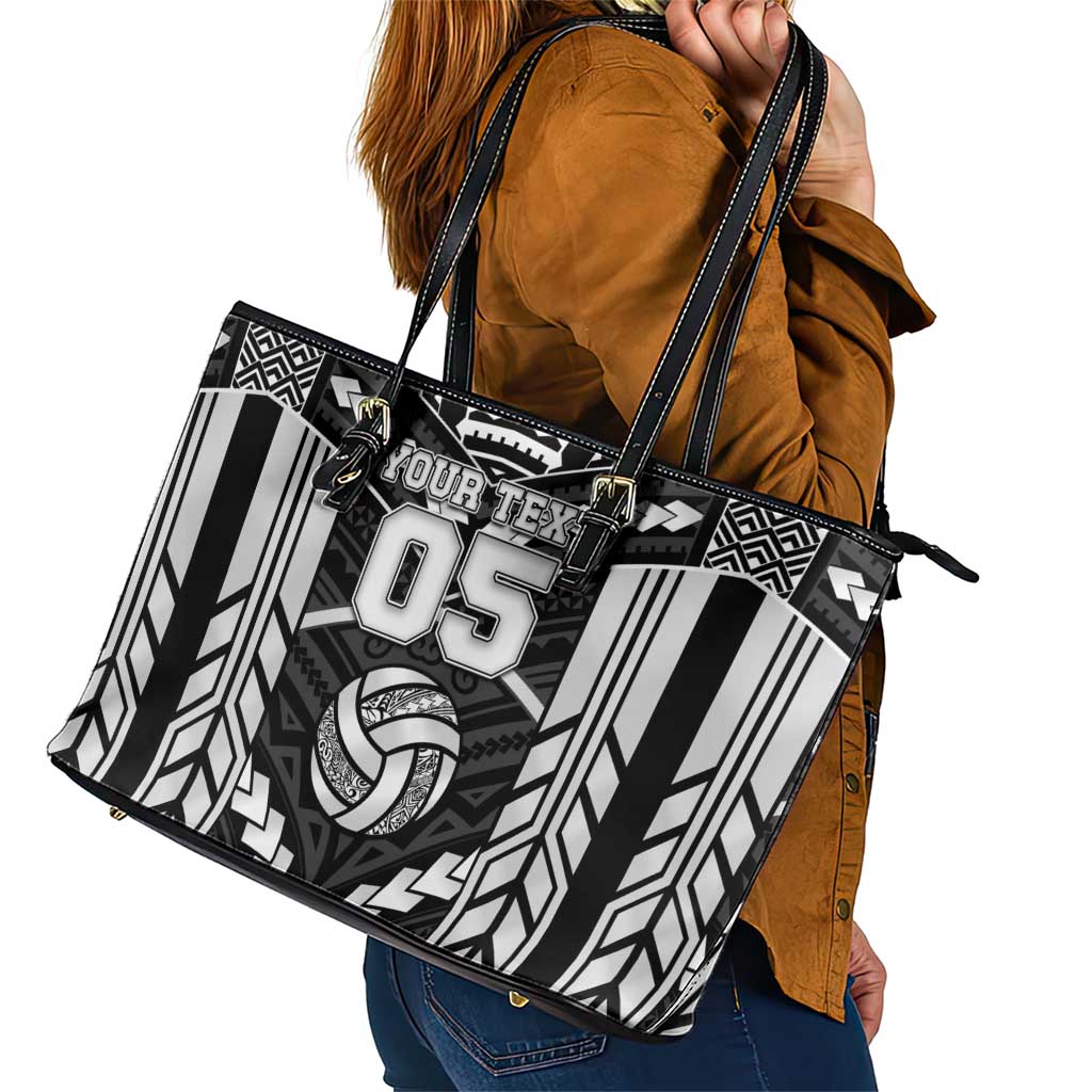 Custom Polynesia Beach Volleyball Leather Tote Bag Polynesian Tribal Pattern LT05 - Polynesian Pride