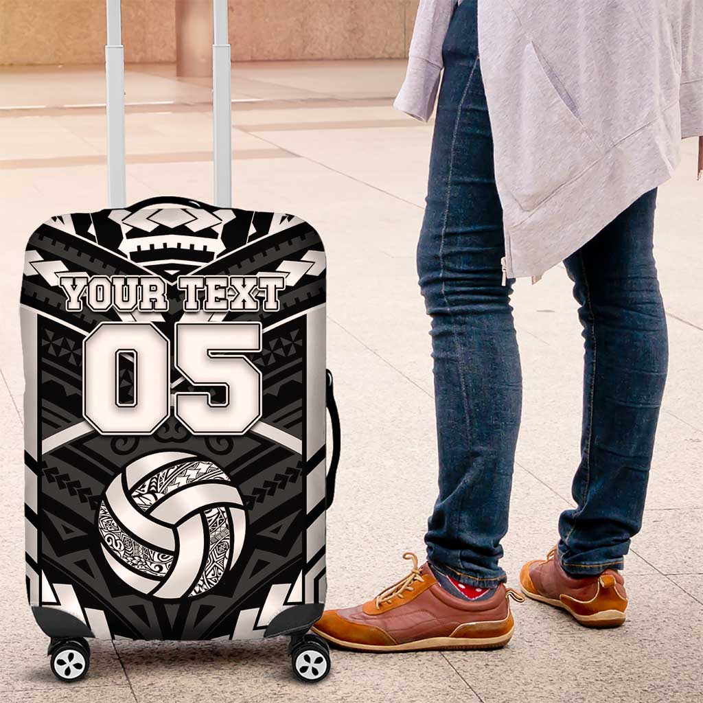 Custom Polynesia Beach Volleyball Luggage Cover Polynesian Tribal Pattern LT05 Black - Polynesian Pride