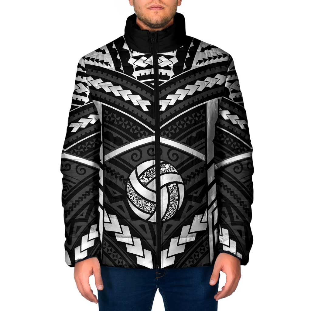 Custom Polynesia Beach Volleyball Padded Jacket Polynesian Tribal Pattern LT05 Men Black - Polynesian Pride