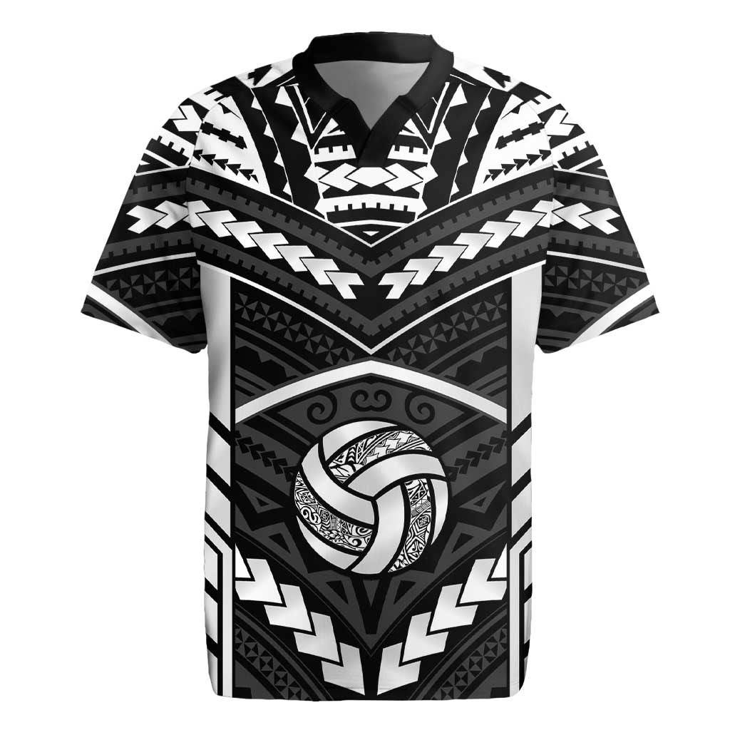 Custom Polynesia Beach Volleyball Rugby Jersey Polynesian Tribal Pattern LT05 Black - Polynesian Pride