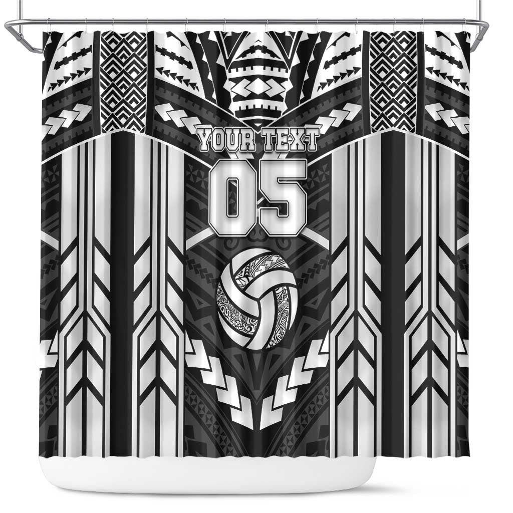 Custom Polynesia Beach Volleyball Shower Curtain Polynesian Tribal Pattern LT05 Black - Polynesian Pride