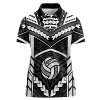 Custom Polynesia Beach Volleyball Women Polo Shirt Polynesian Tribal Pattern LT05 Female Black - Polynesian Pride