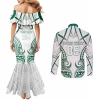 Custom Hawaii Volleyball Couples Matching Mermaid Dress and Long Sleeve Button Shirt Polynesian Pattern LT05 - Polynesian Pride