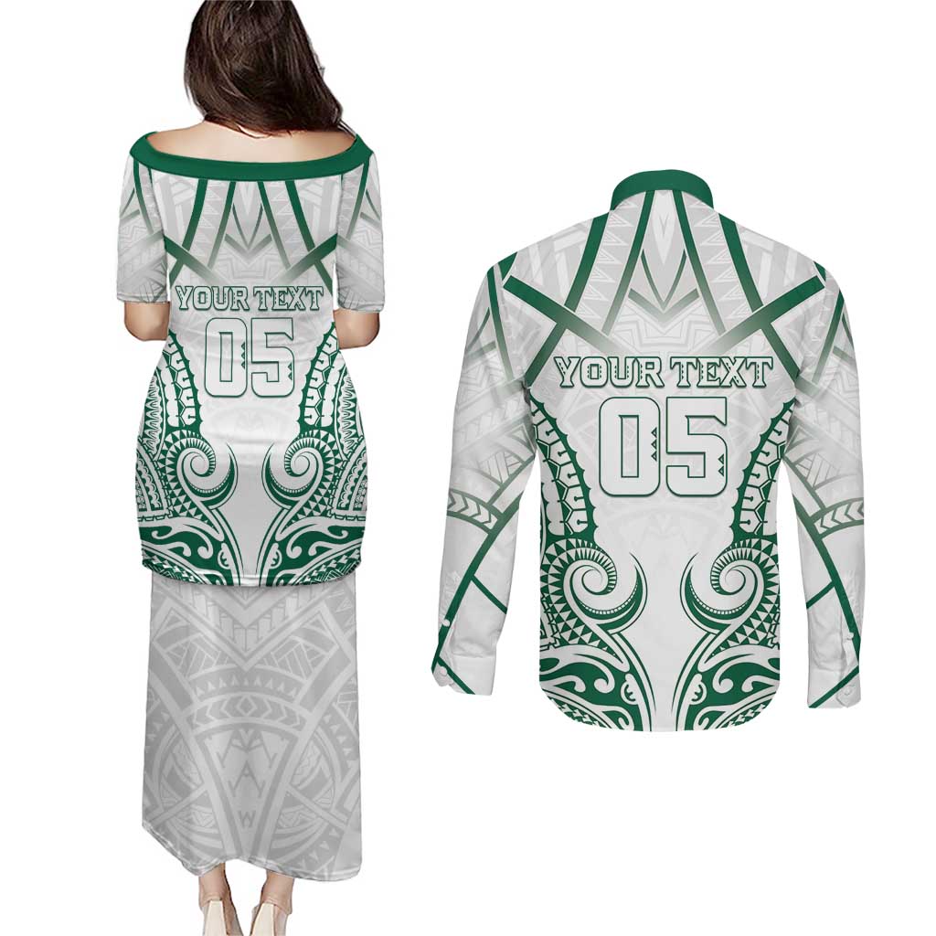 Custom Hawaii Volleyball Couples Matching Puletasi and Long Sleeve Button Shirt Polynesian Pattern LT05 - Polynesian Pride