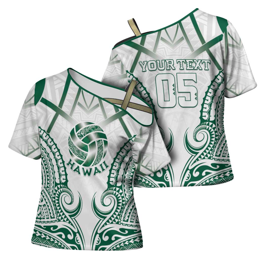 Custom Hawaii Volleyball Cross Shoulder Shirt Polynesian Pattern LT05 - Polynesian Pride