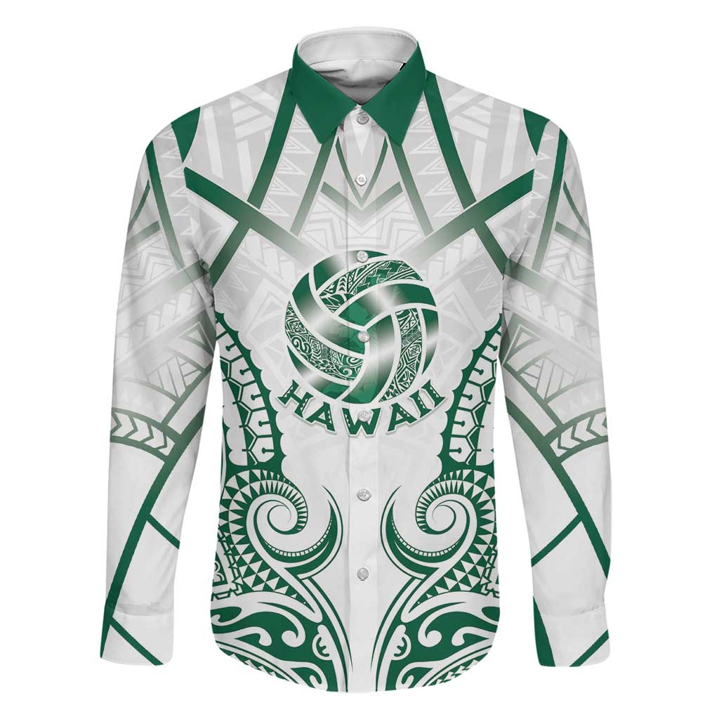Custom Hawaii Volleyball Family Matching Tank Maxi Dress and Hawaiian Shirt Polynesian Pattern LT05 Dad's Shirt - Long Sleeve Teal - Polynesian Pride