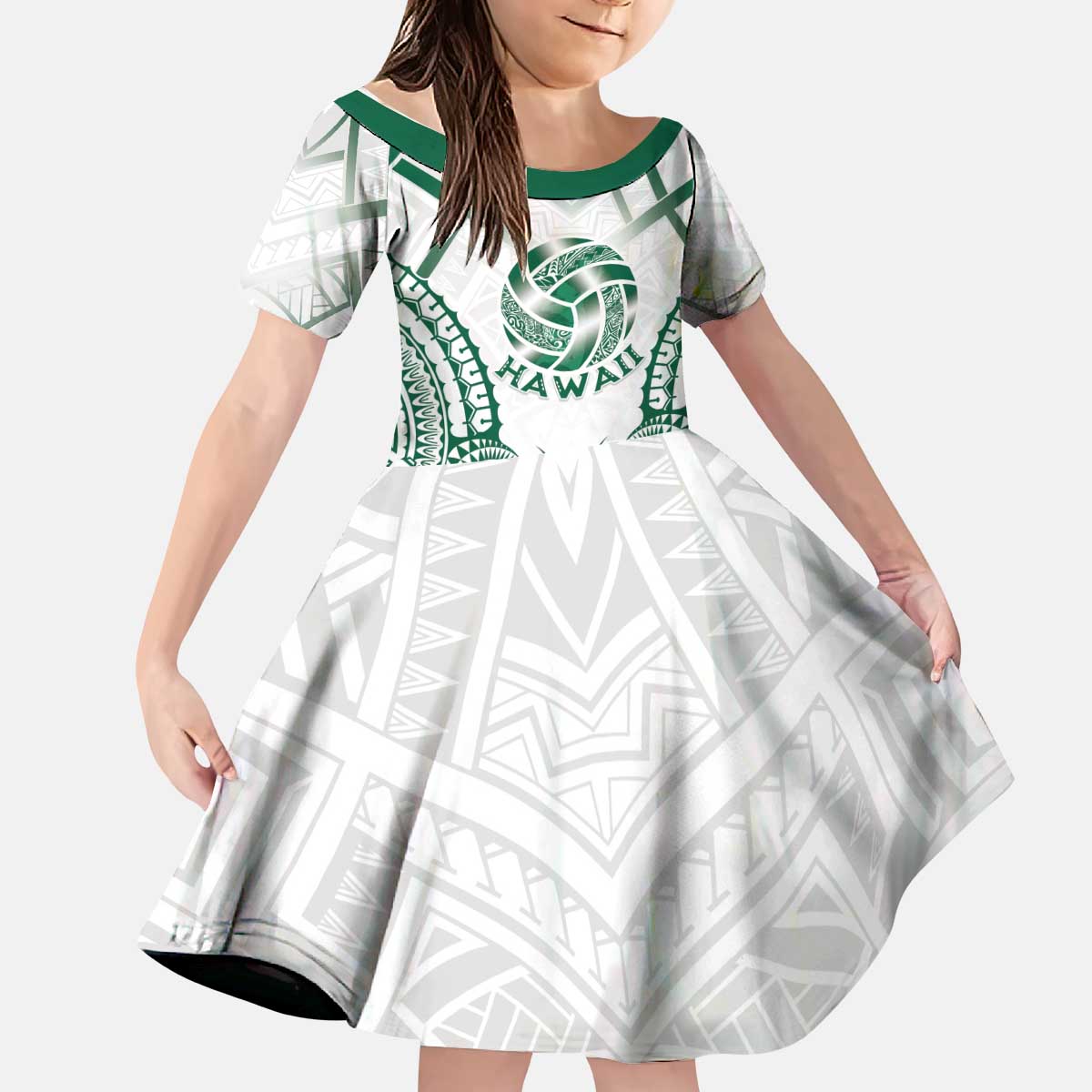 Custom Hawaii Volleyball Kid Short Sleeve Dress Polynesian Pattern - Polynesian Pride