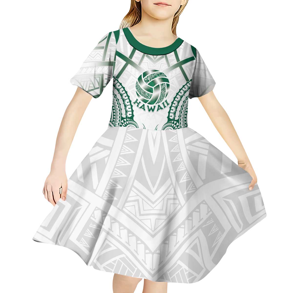 Custom Hawaii Volleyball Kid Short Sleeve Dress Polynesian Pattern LT05 - Polynesian Pride