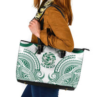 Hawaii Volleyball Leather Tote Bag Polynesian Pattern LT05 Teal - Polynesian Pride