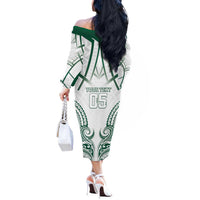 Custom Hawaii Volleyball Off The Shoulder Long Sleeve Dress Polynesian Pattern LT05 - Polynesian Pride