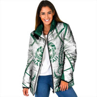 Custom Hawaii Volleyball Padded Jacket Polynesian Pattern LT05 Women Teal - Polynesian Pride