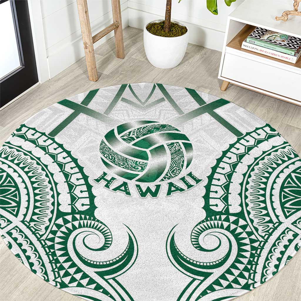 Hawaii Volleyball Round Carpet Polynesian Pattern LT05 Teal - Polynesian Pride