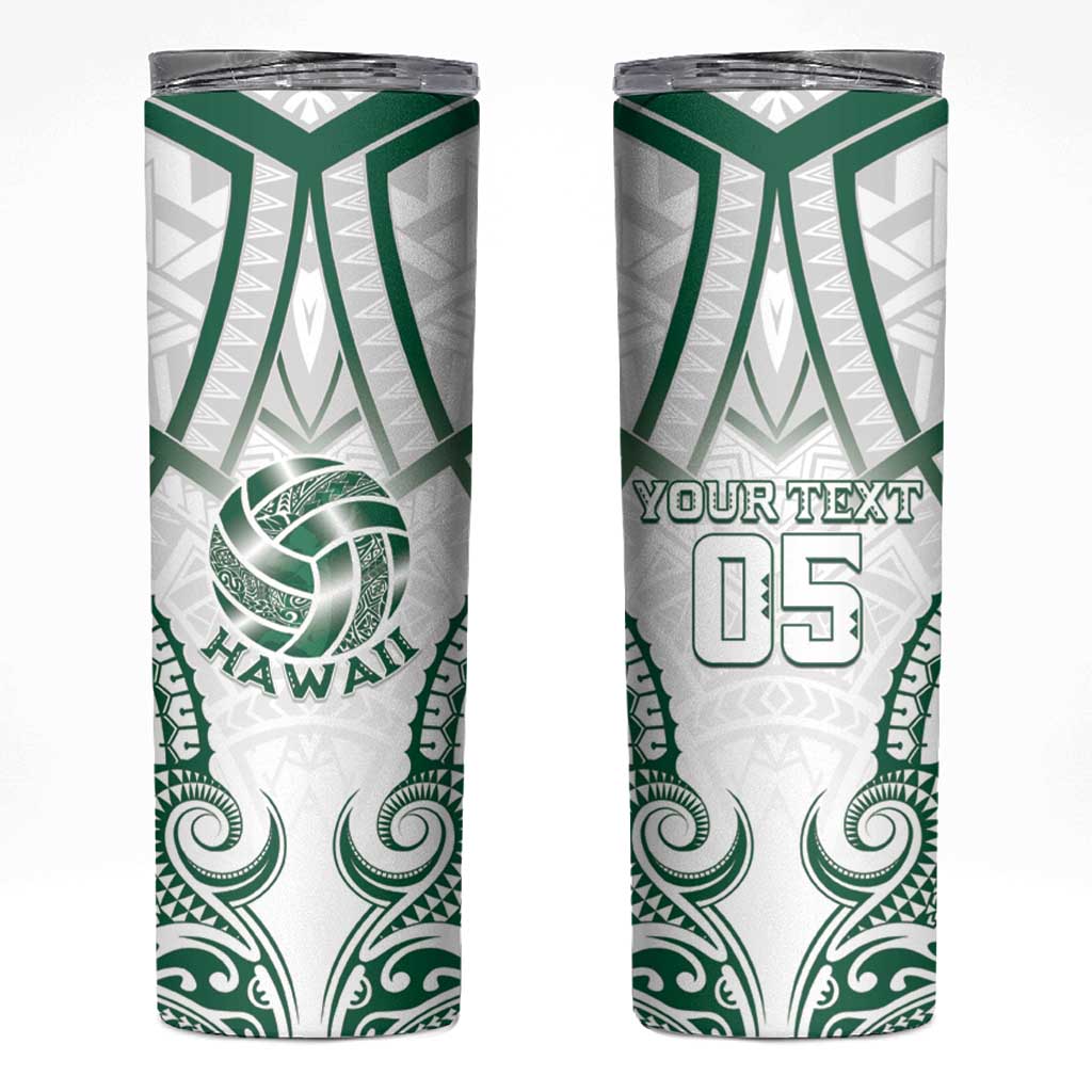 Custom Hawaii Volleyball Skinny Tumbler Polynesian Pattern LT05 Teal - Polynesian Pride