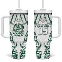 Custom Hawaii Volleyball Tumbler With Handle Polynesian Pattern LT05 One Size: 40 oz Teal - Polynesian Pride