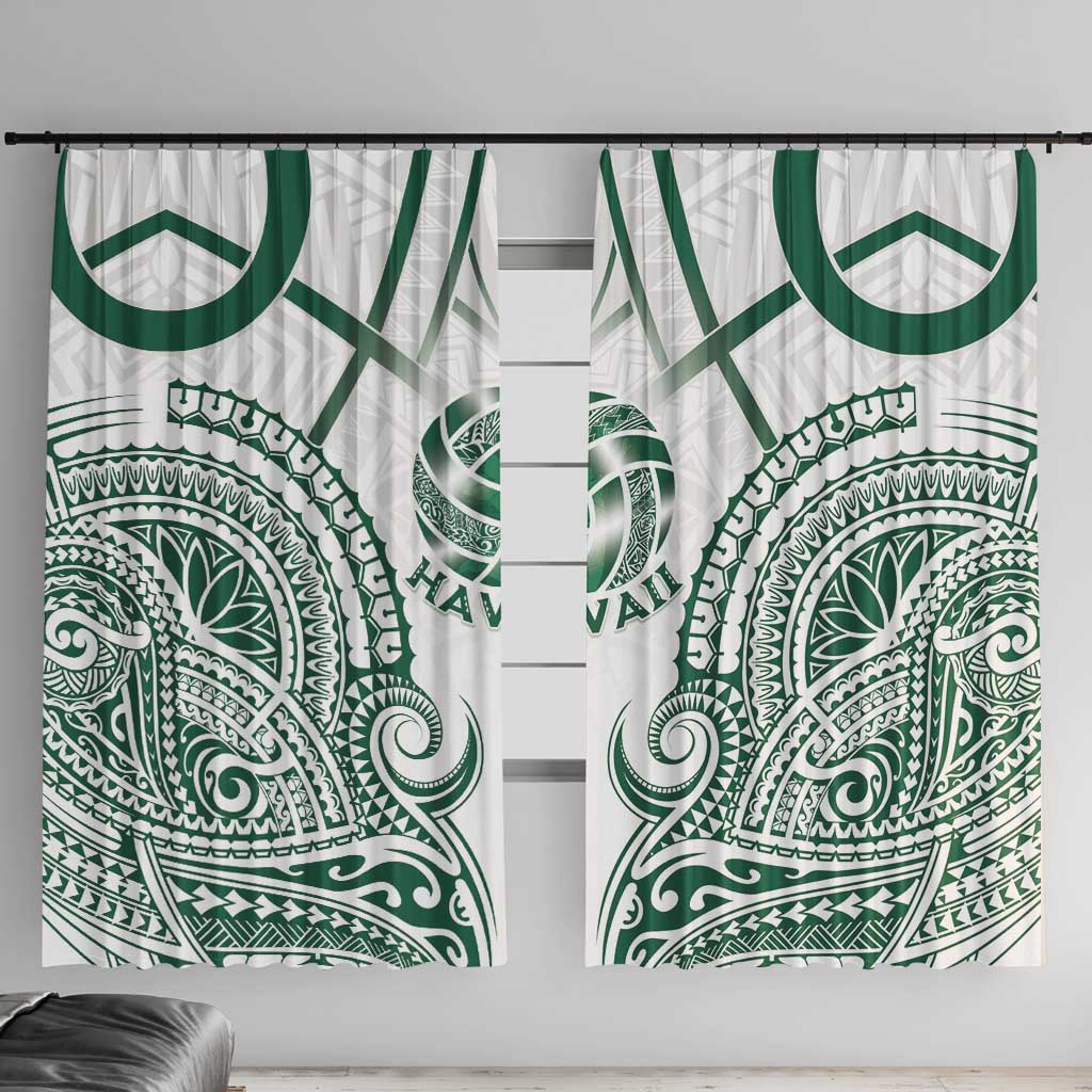 Hawaii Volleyball Window Curtain Polynesian Pattern LT05 With Hooks Teal - Polynesian Pride