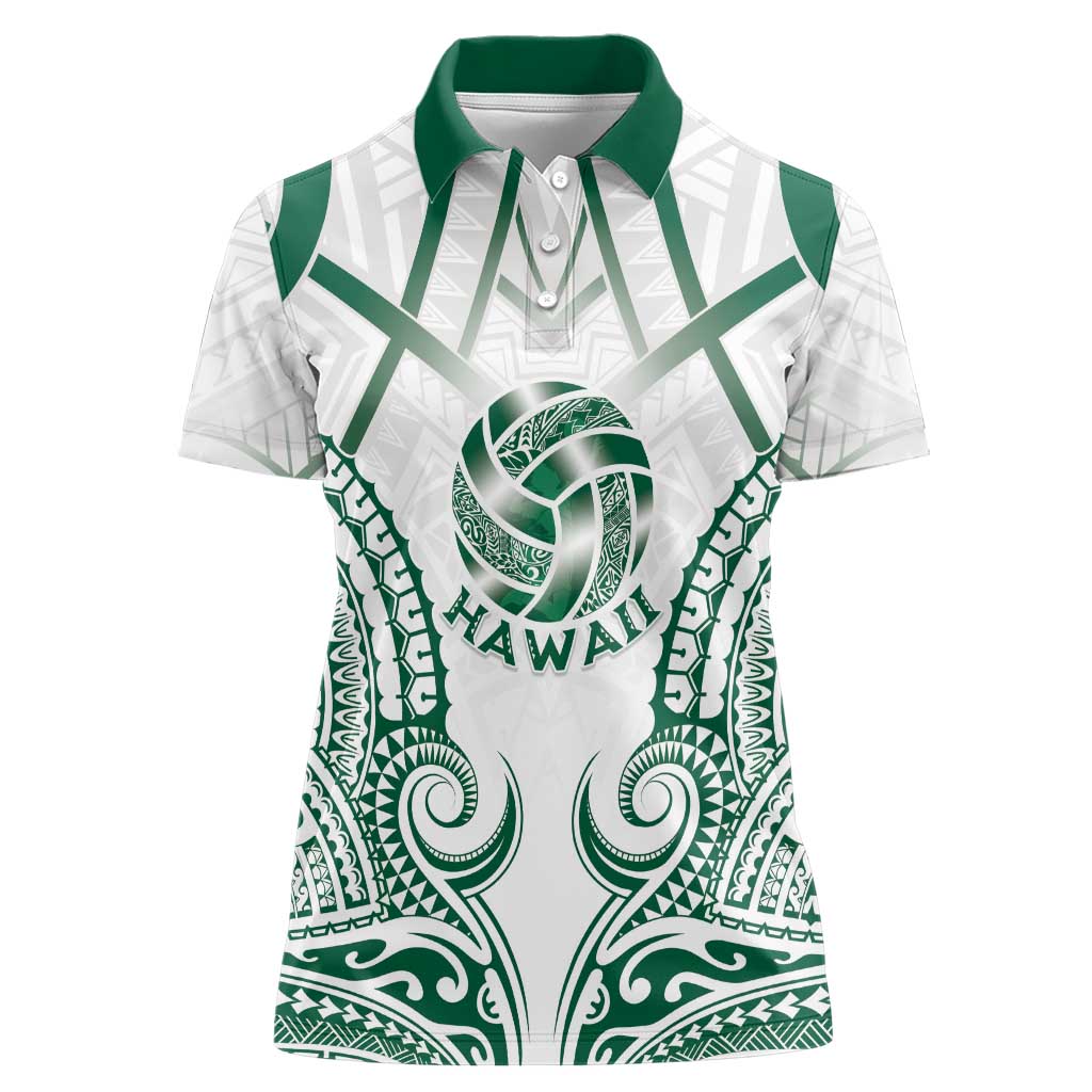 Custom Hawaii Volleyball Women Polo Shirt Polynesian Pattern LT05 Female Teal - Polynesian Pride