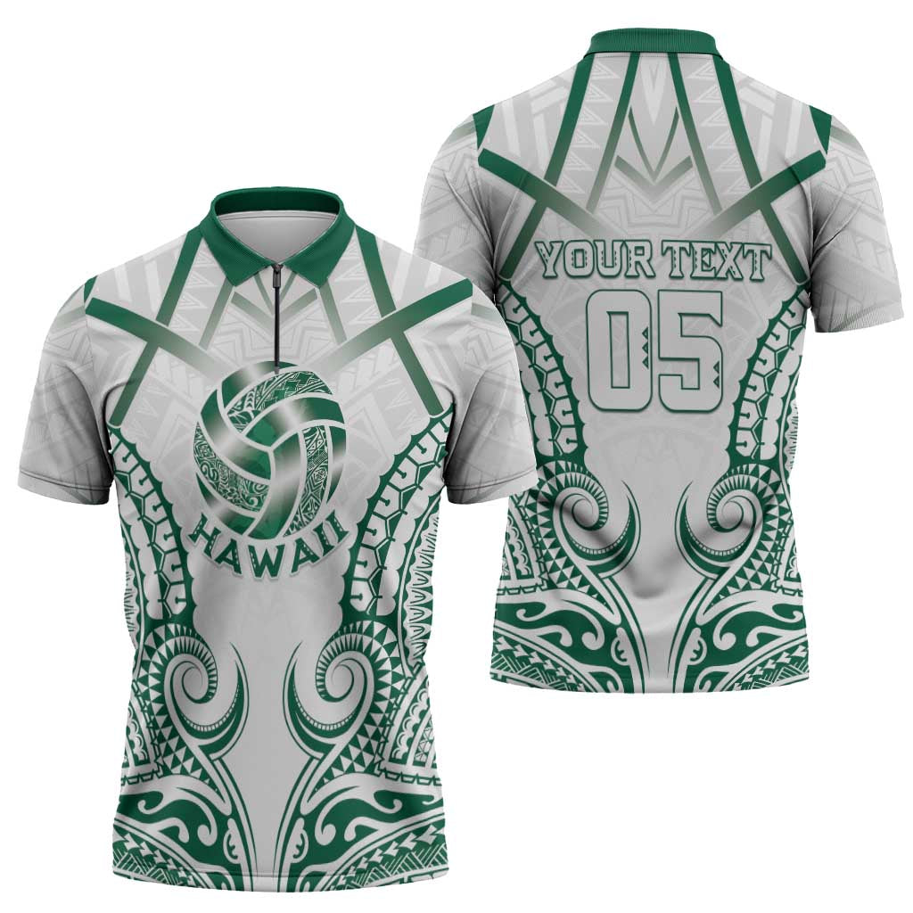 Custom Hawaii Volleyball Zipper Polo Shirt Polynesian Pattern LT05 - Polynesian Pride