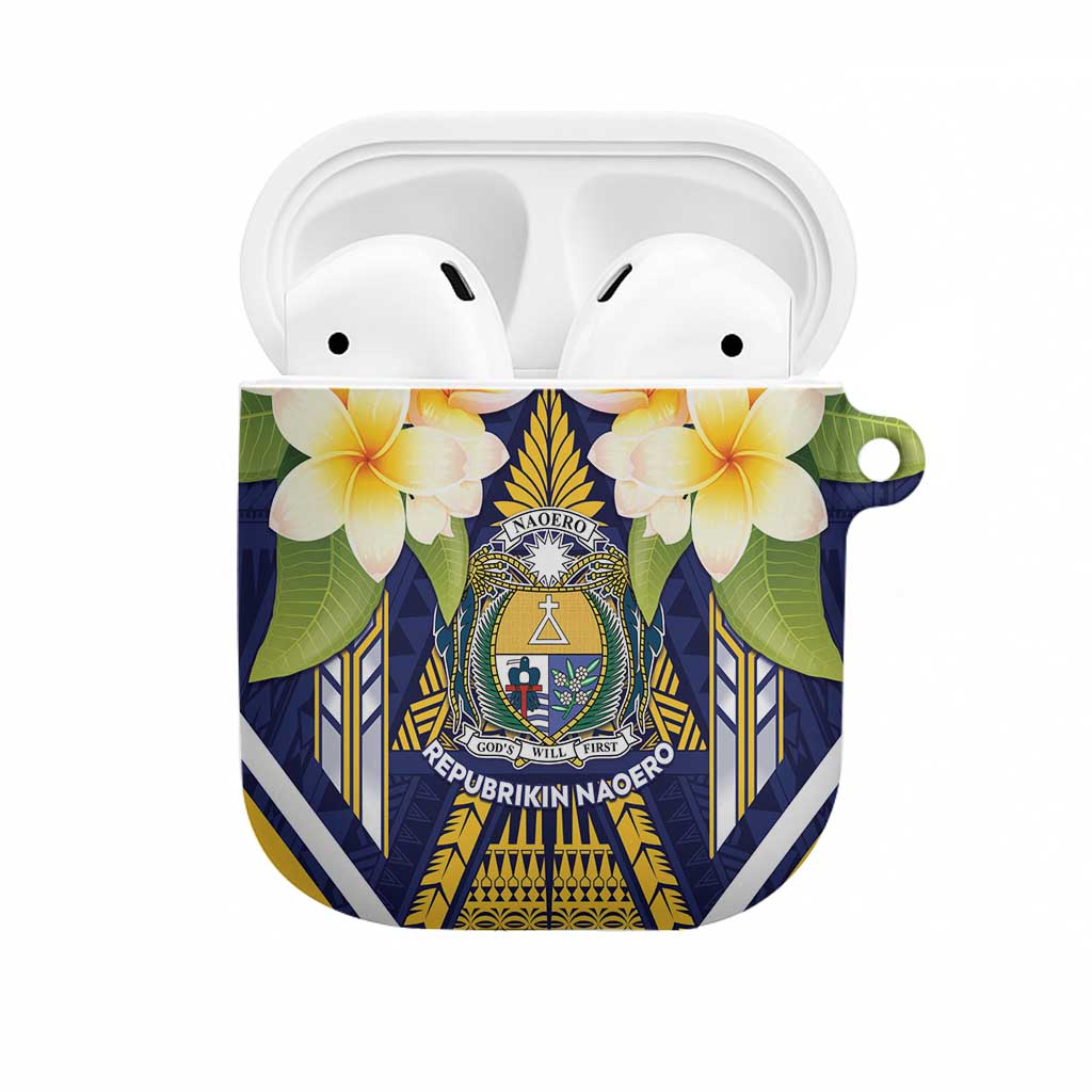 Nauru Independence Day AirPods Case Coat Of Arms With Plumeria - Polynesian Pride