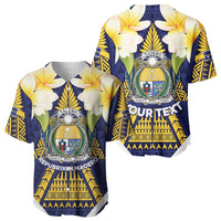 Personalised Nauru Independence Day Baseball Jersey Coat Of Arms With Plumeria - Polynesian Pride