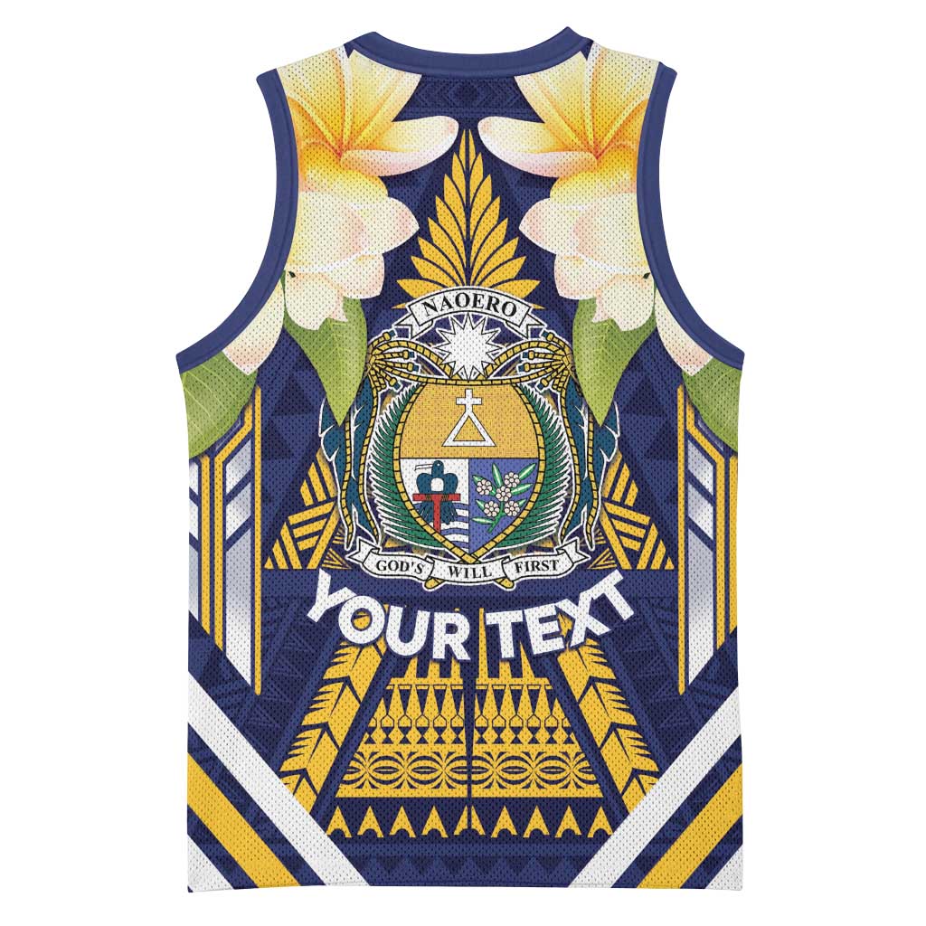 Personalised Nauru Independence Day Basketball Jersey Coat Of Arms With Plumeria LT05 - Polynesian Pride