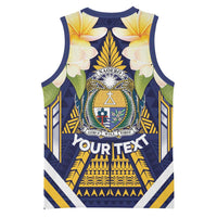 Personalised Nauru Independence Day Basketball Jersey Coat Of Arms With Plumeria LT05 - Polynesian Pride