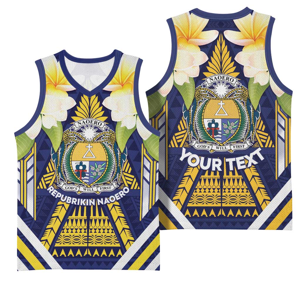 Personalised Nauru Independence Day Basketball Jersey Coat Of Arms With Plumeria LT05 - Polynesian Pride