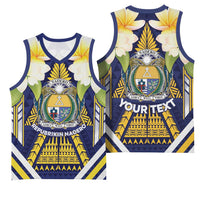 Personalised Nauru Independence Day Basketball Jersey Coat Of Arms With Plumeria LT05 - Polynesian Pride