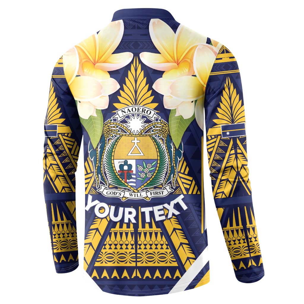 Personalised Nauru Independence Day Button Sweatshirt Coat Of Arms With Plumeria LT05 - Polynesian Pride