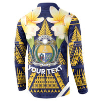 Personalised Nauru Independence Day Button Sweatshirt Coat Of Arms With Plumeria LT05 - Polynesian Pride