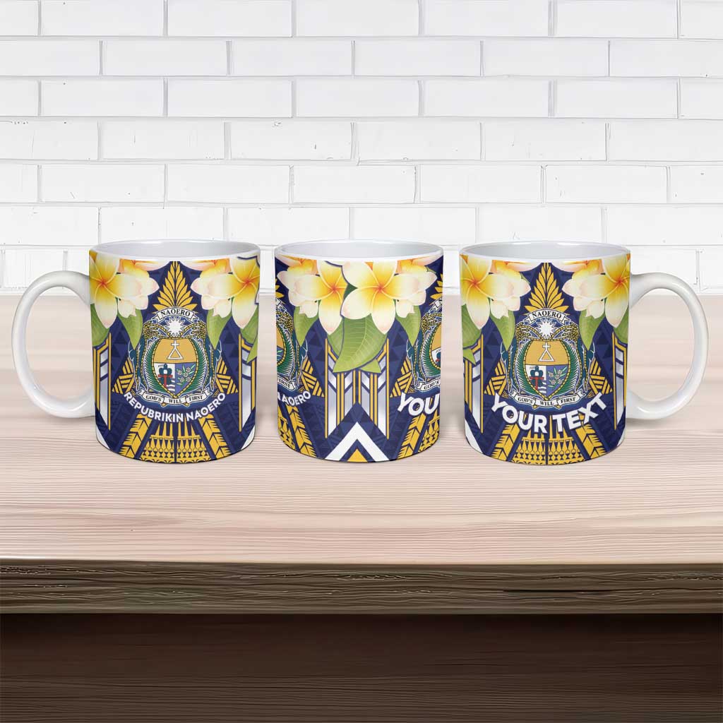Personalised Nauru Independence Day Ceramic Mug Coat Of Arms With Plumeria LT05 - Polynesian Pride