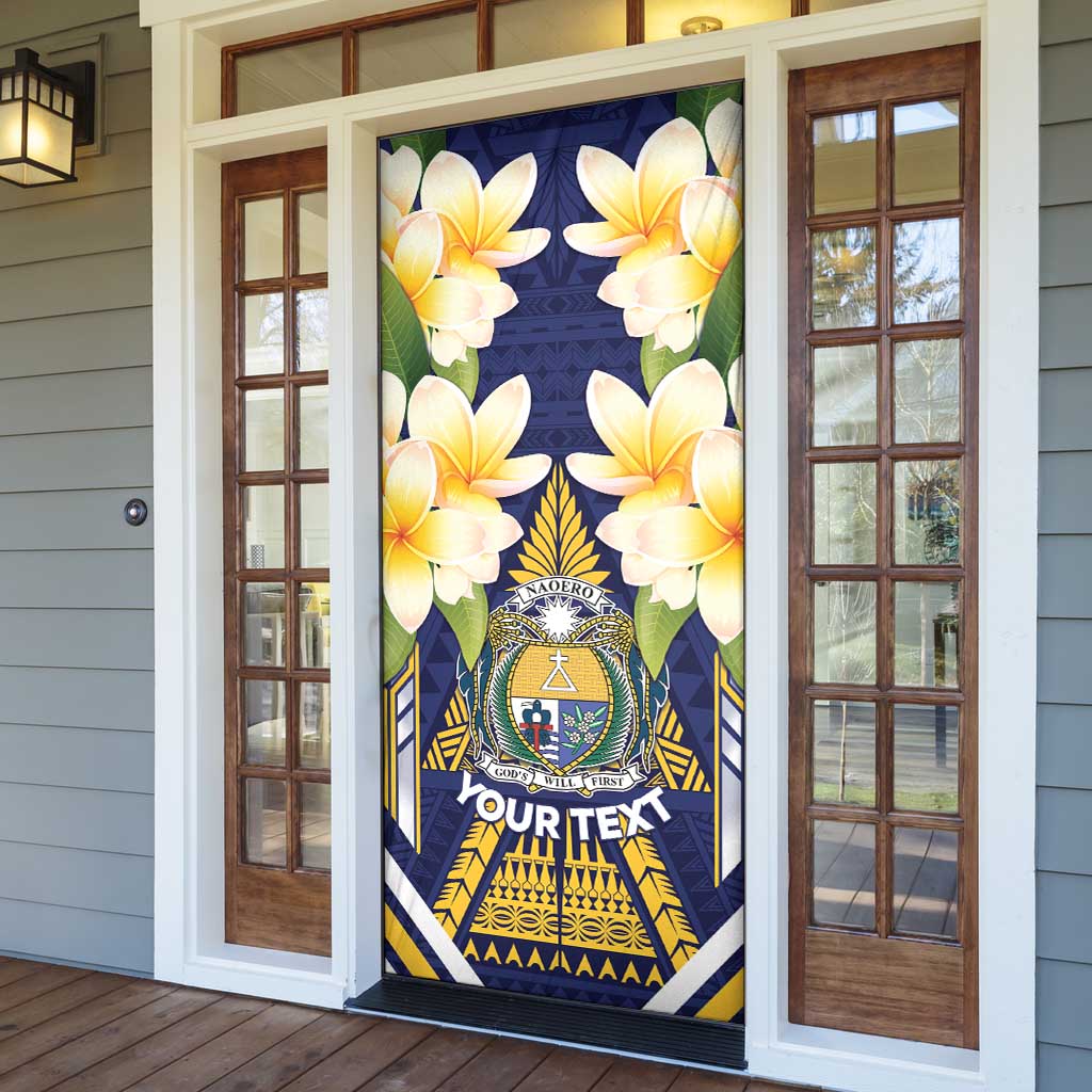 Personalised Nauru Independence Day Door Cover Coat Of Arms With Plumeria LT05 - Polynesian Pride