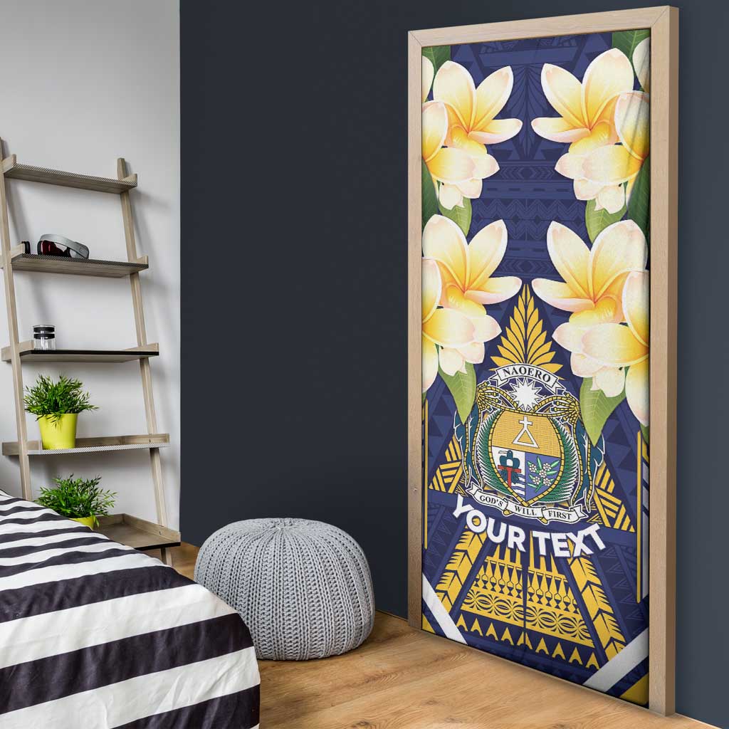 Personalised Nauru Independence Day Door Cover Coat Of Arms With Plumeria LT05 - Polynesian Pride