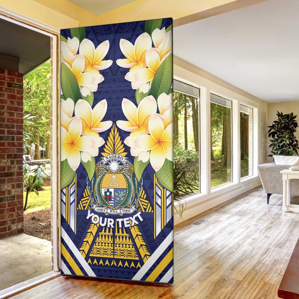 Personalised Nauru Independence Day Door Cover Coat Of Arms With Plumeria LT05 - Polynesian Pride