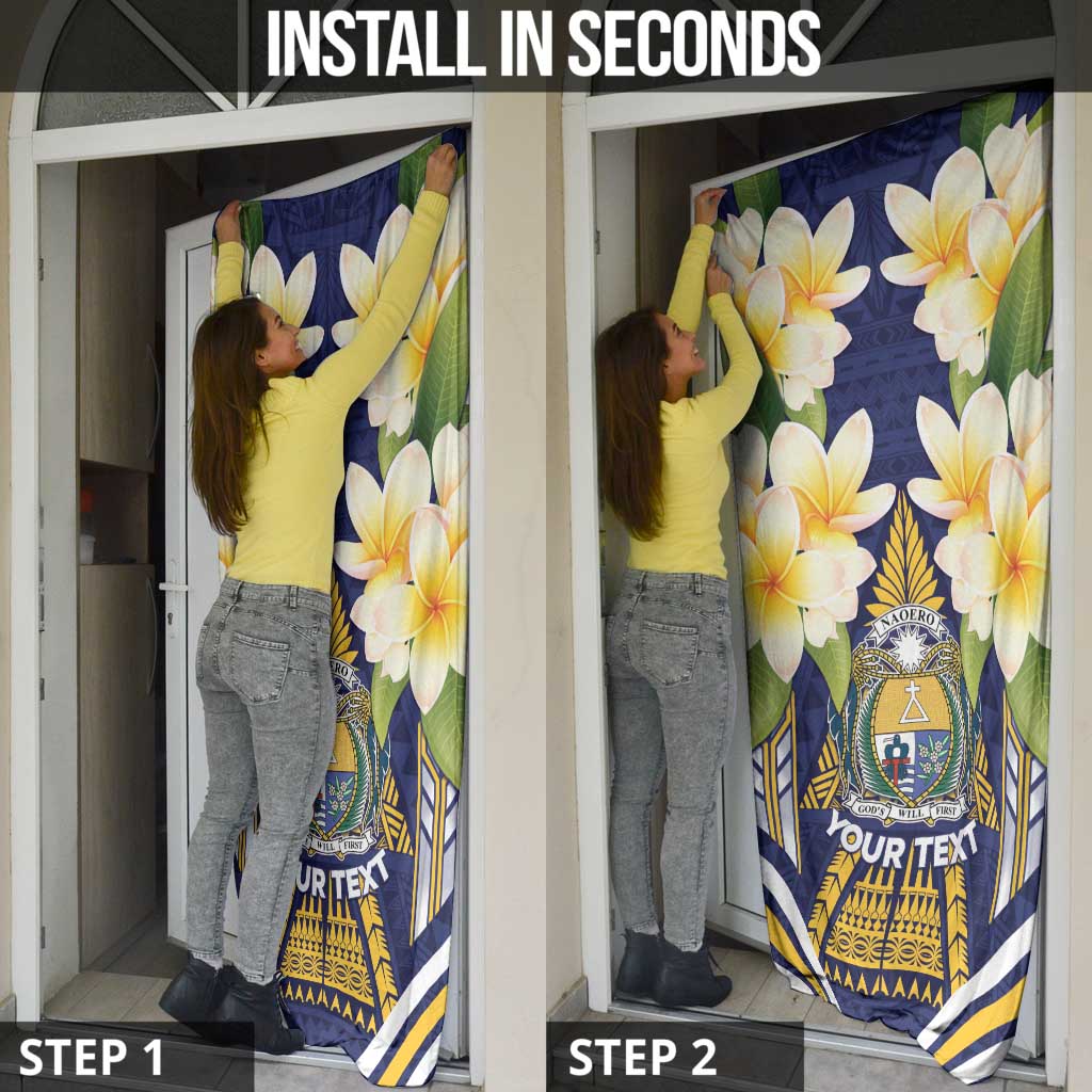 Personalised Nauru Independence Day Door Cover Coat Of Arms With Plumeria LT05 - Polynesian Pride