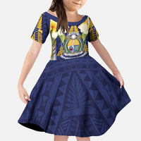 Personalised Nauru Independence Day Family Matching Summer Maxi Dress and Hawaiian Shirt Coat Of Arms With Plumeria - Polynesian Pride