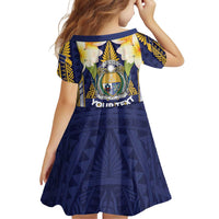 Personalised Nauru Independence Day Family Matching Summer Maxi Dress and Hawaiian Shirt Coat Of Arms With Plumeria - Polynesian Pride