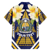 Personalised Nauru Independence Day Family Matching Summer Maxi Dress and Hawaiian Shirt Coat Of Arms With Plumeria - Polynesian Pride