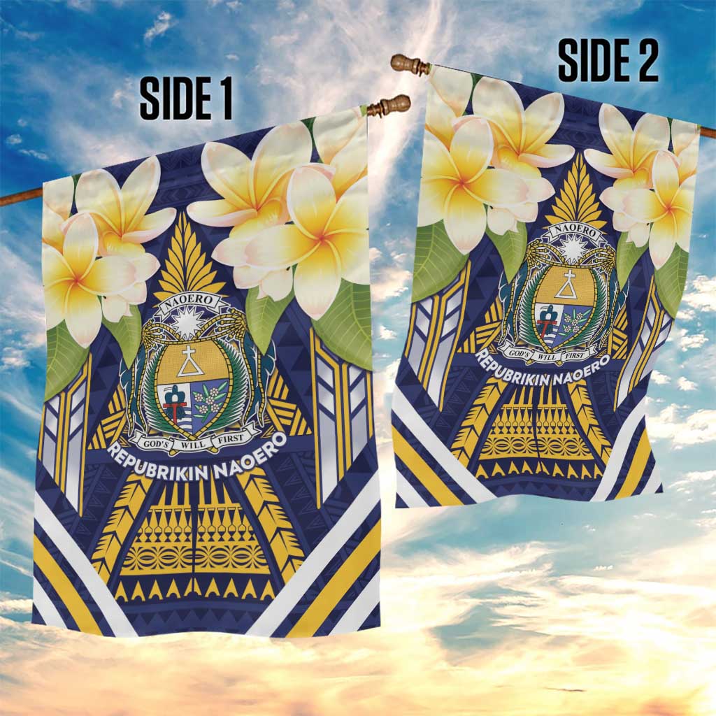 Nauru Independence Day Garden Flag Coat Of Arms With Plumeria LT05 - Polynesian Pride