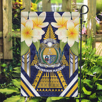 Nauru Independence Day Garden Flag Coat Of Arms With Plumeria LT05 Garden Flag Navy - Polynesian Pride