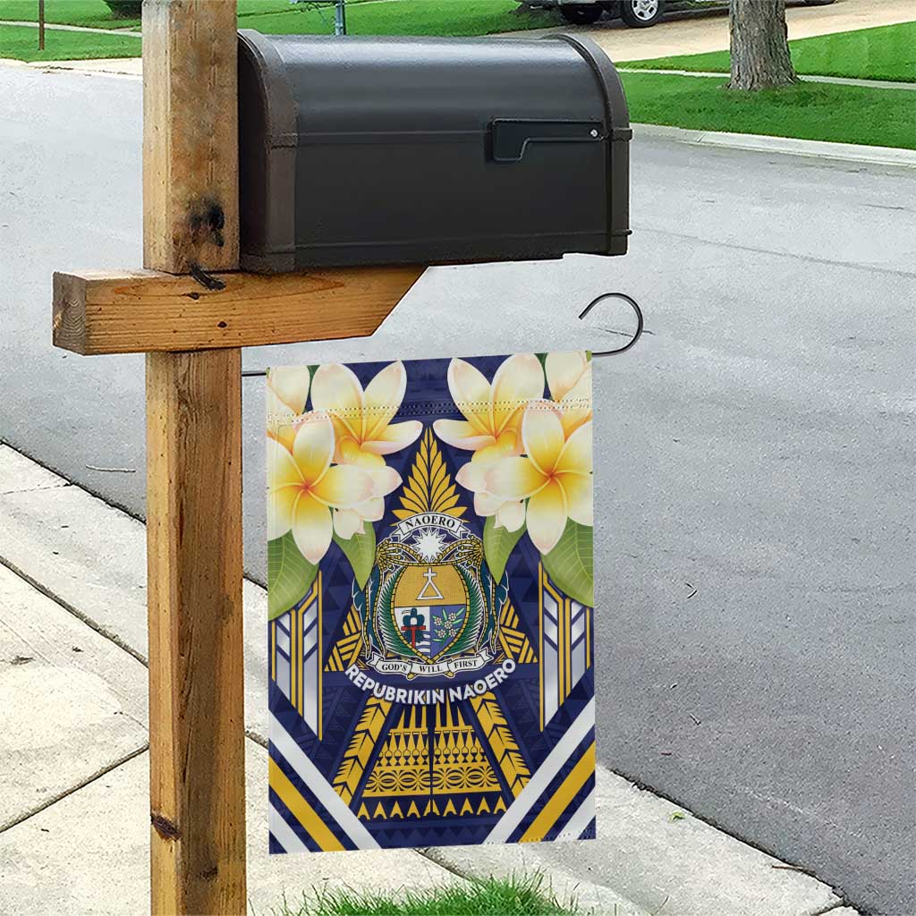 Nauru Independence Day Garden Flag Coat Of Arms With Plumeria LT05 - Polynesian Pride