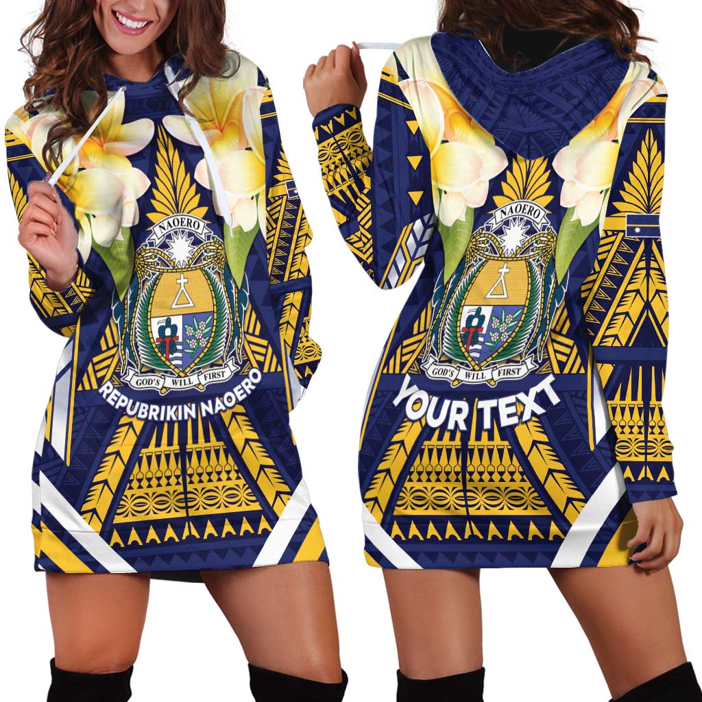 Personalised Nauru Independence Day Hoodie Dress Coat Of Arms With Plumeria LT05 - Polynesian Pride