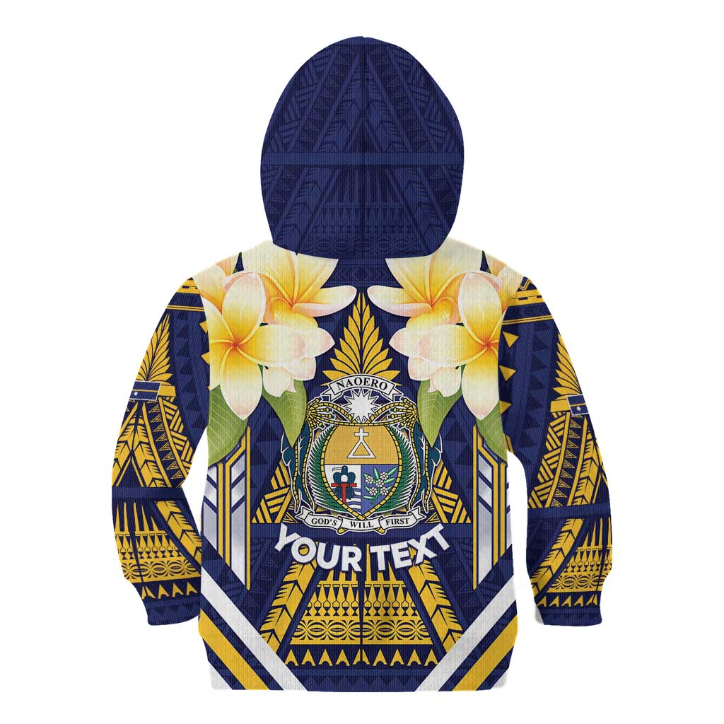 Personalised Nauru Independence Day Kid Hoodie Coat Of Arms With Plumeria LT05 - Polynesian Pride