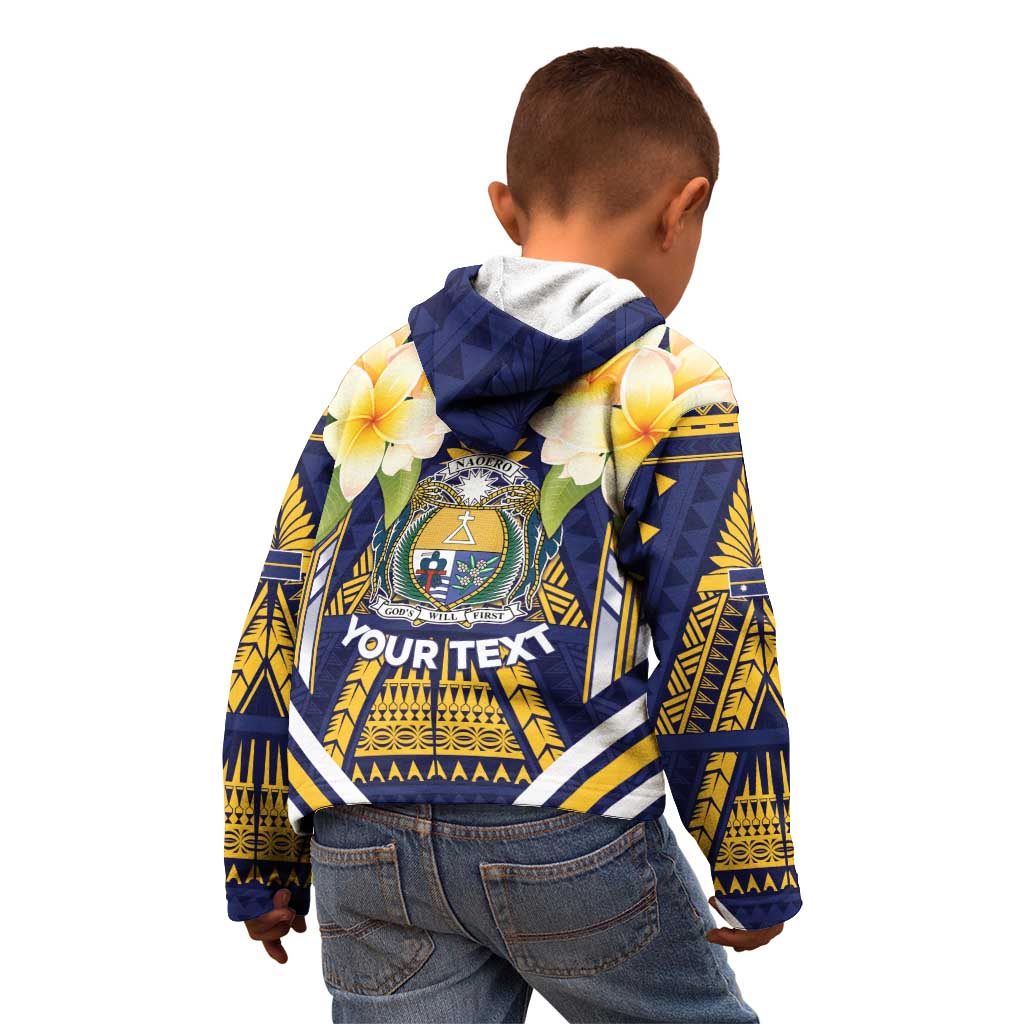 Personalised Nauru Independence Day Kid Hoodie Coat Of Arms With Plumeria LT05 - Polynesian Pride