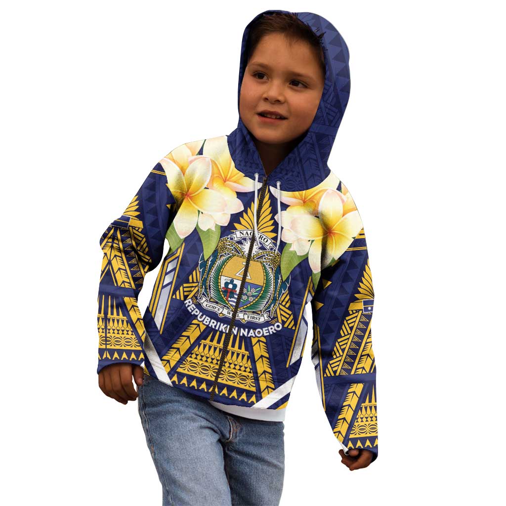 Personalised Nauru Independence Day Kid Hoodie Coat Of Arms With Plumeria LT05 - Polynesian Pride